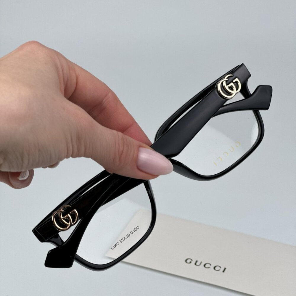 Gucci GG1537OK 001 BRAND NEW Eyeglasses Black Square Women - Picture 4 of 11